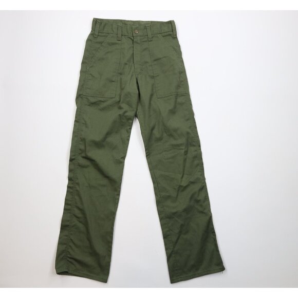 Vtg 50s Streetwear Mens 28x32 Faded Sanforized Cotton Utility Pants Green USA